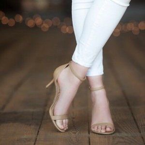 New! Sam Edelman Nude Ankle-Strap Heeled Sandal